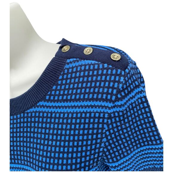 Tommy Hilfiger Striped Pullover Sweater Navy Blue 100% Cotton Nautical Preppy M - Picture 8 of 12